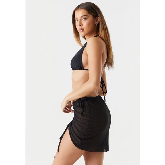 Blackβmesh coverΒ up mini skirt - Picture 2 of 5
